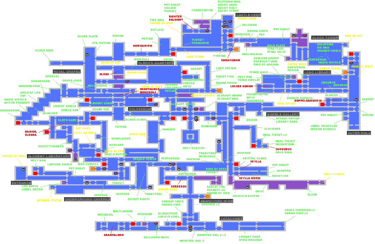 Castlevania Symphony Of The Night Inverted Castle Map Rpgclassics - Castlevania Symphony Of The Night