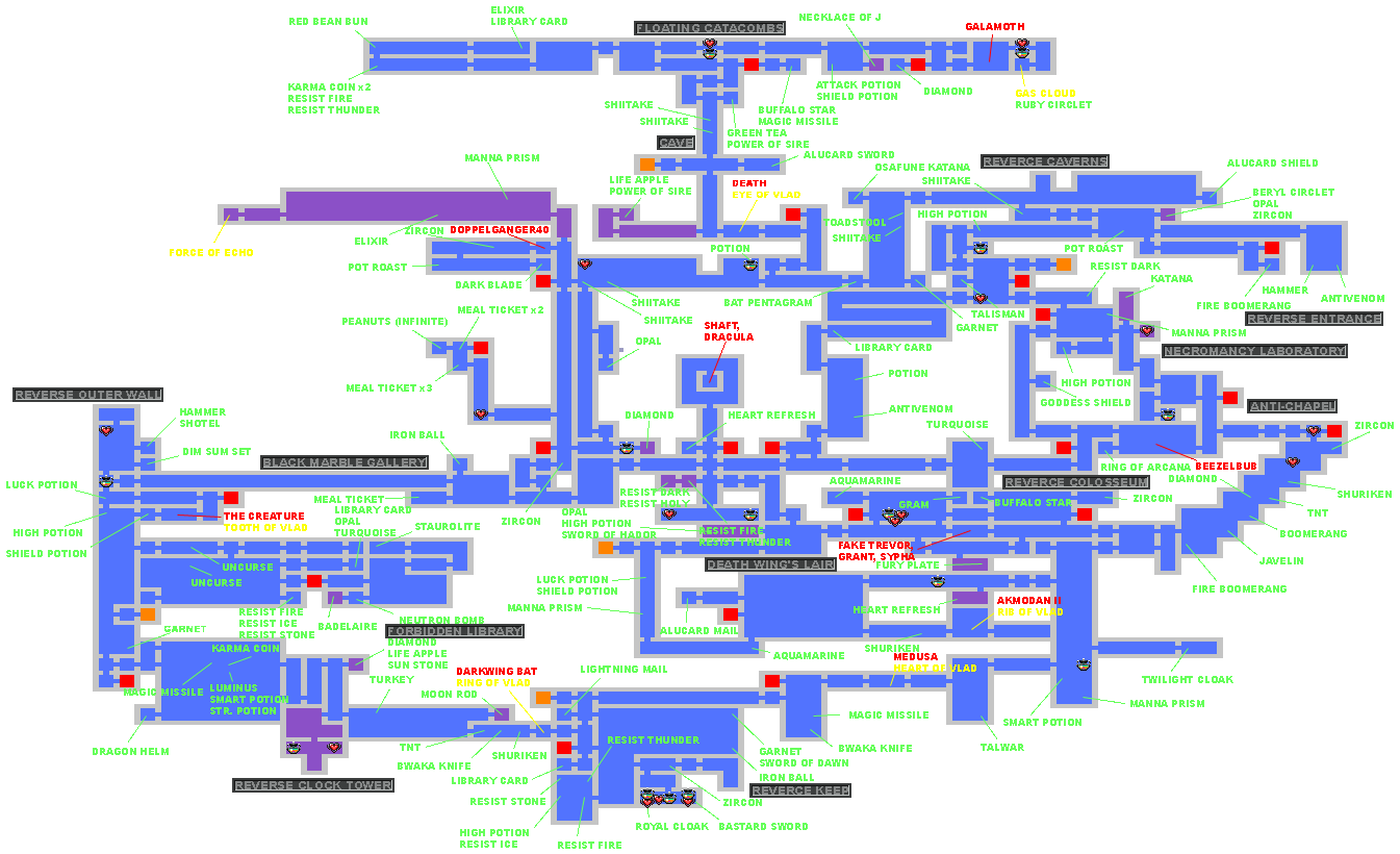 Castlevania Symphony Of The Night Upside Down Castle Map Rpgclassics - Castlevania Symphony Of The Night